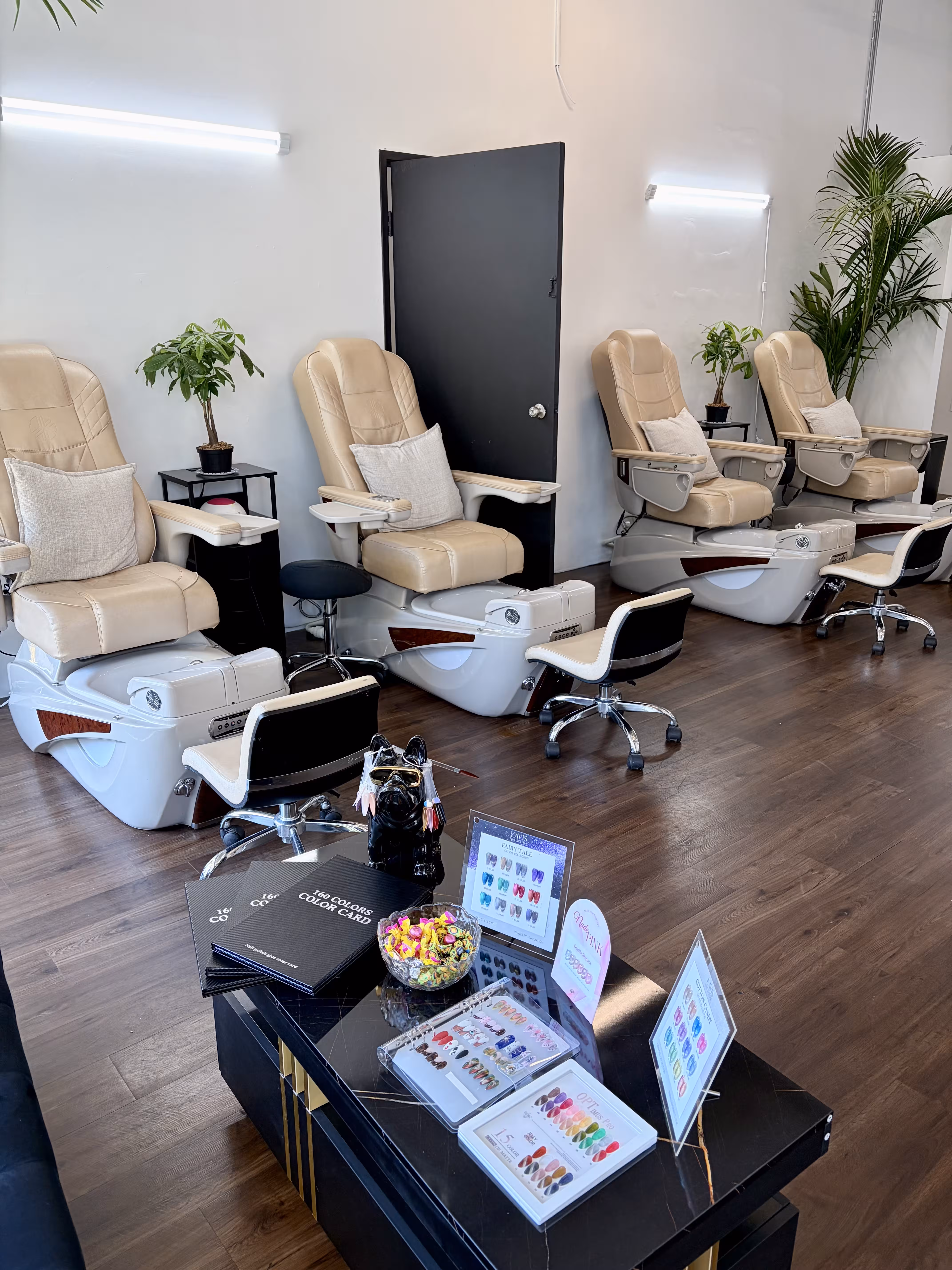 Relaxing pedicure chairs at Nailington Nail Boutique offering a peaceful ambiance